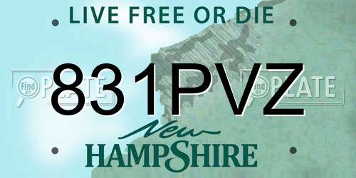 831PVZ New Hampshire License Plate
