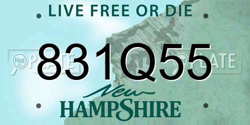 831Q55 New Hampshire License Plate