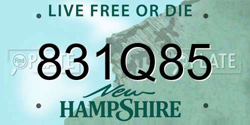 831Q85 New Hampshire License Plate