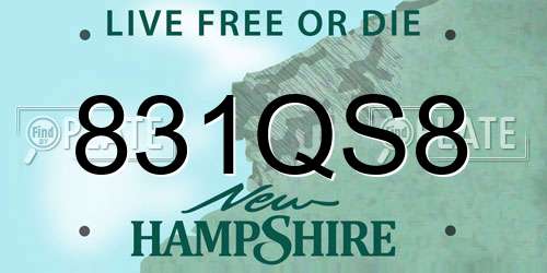 831QS8 New Hampshire License Plate