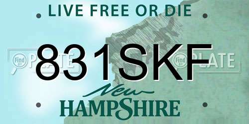 831SKF New Hampshire License Plate