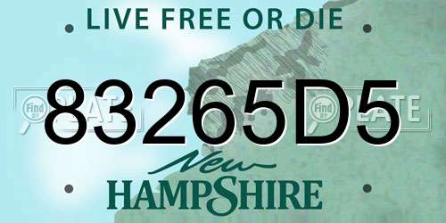 83265D5 New Hampshire License Plate