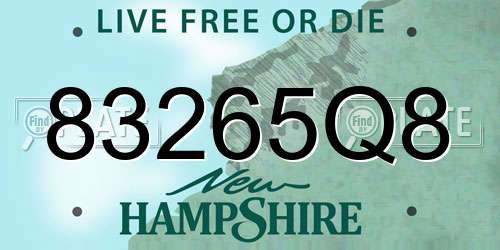83265Q8 New Hampshire License Plate