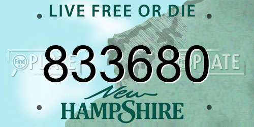 833680 New Hampshire License Plate