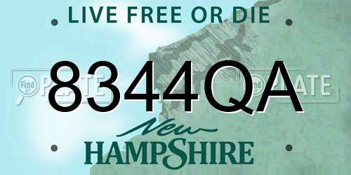 8344QA New Hampshire License Plate