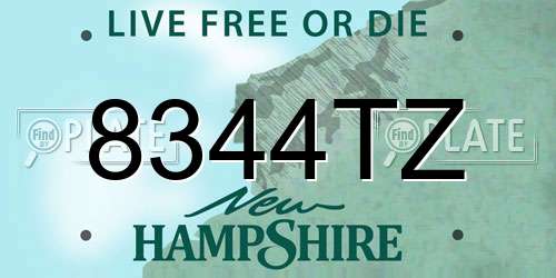 8344TZ New Hampshire License Plate