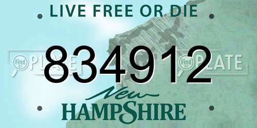834912 New Hampshire License Plate