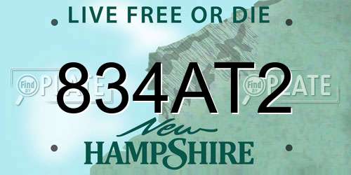 834AT2 New Hampshire License Plate
