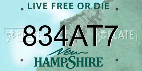 834AT7 New Hampshire License Plate