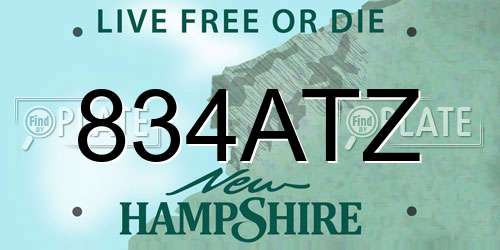 834ATZ New Hampshire License Plate