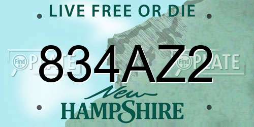 834AZ2 New Hampshire License Plate