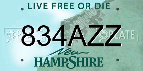 834AZZ New Hampshire License Plate