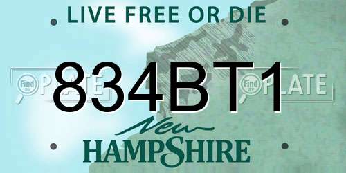834BT1 New Hampshire License Plate