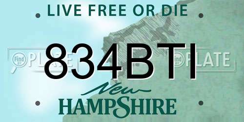 834BTI New Hampshire License Plate