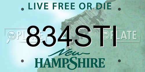 834STI New Hampshire License Plate