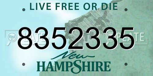 8352335 New Hampshire License Plate