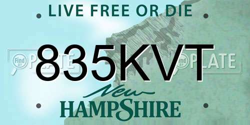 835KVT New Hampshire License Plate