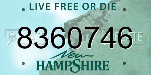 8360746 New Hampshire License Plate