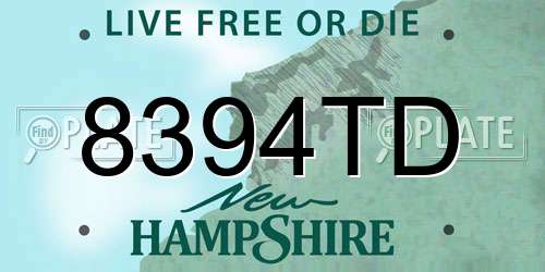 8394TD New Hampshire License Plate