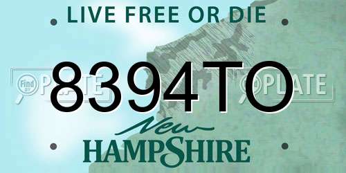 8394TO New Hampshire License Plate