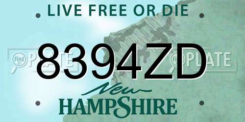 8394ZD New Hampshire License Plate