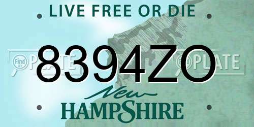 8394ZO New Hampshire License Plate