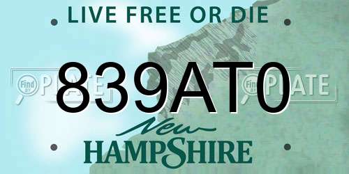 839AT0 New Hampshire License Plate