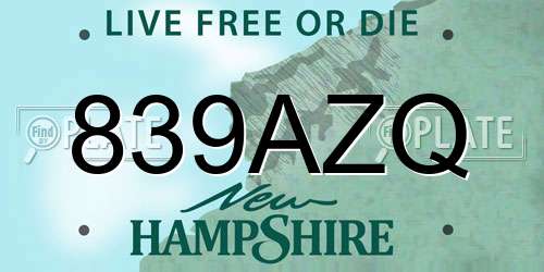 839AZQ New Hampshire License Plate