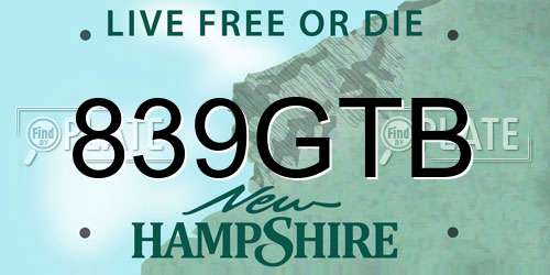 839GTB New Hampshire License Plate