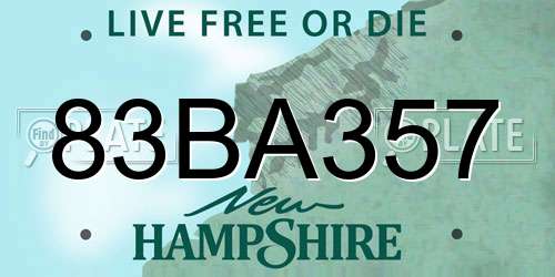 83BA357 New Hampshire License Plate