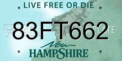 83FT662 New Hampshire License Plate