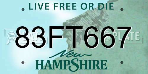 83FT667 New Hampshire License Plate