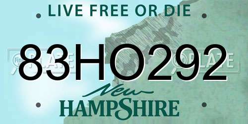 83HO292 New Hampshire License Plate