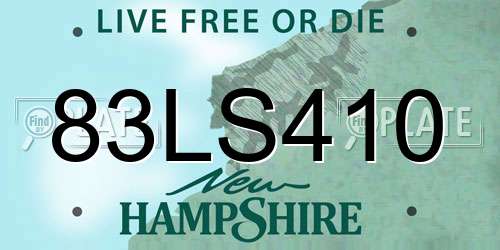 83LS410 New Hampshire License Plate