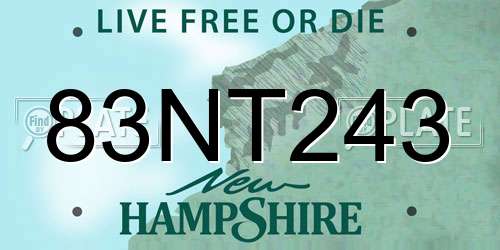83NT243 New Hampshire License Plate