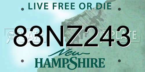 83NZ243 New Hampshire License Plate