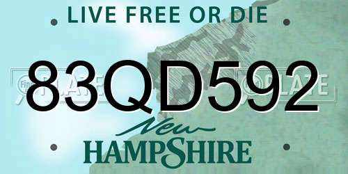83QD592 New Hampshire License Plate