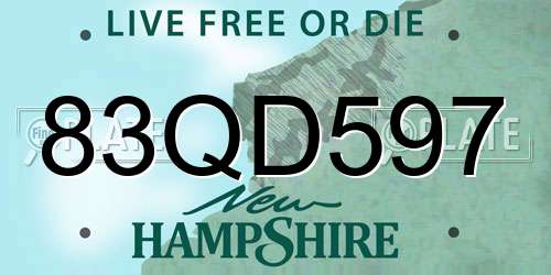 83QD597 New Hampshire License Plate