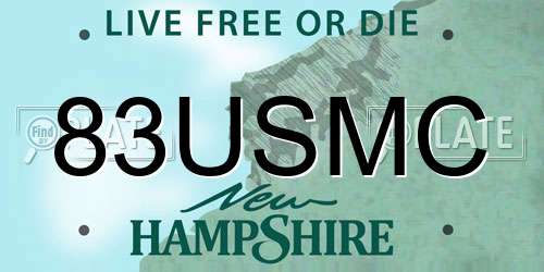 83USMC New Hampshire License Plate