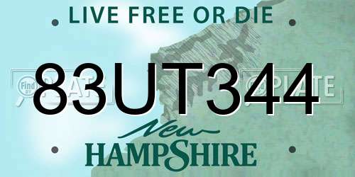 83UT344 New Hampshire License Plate