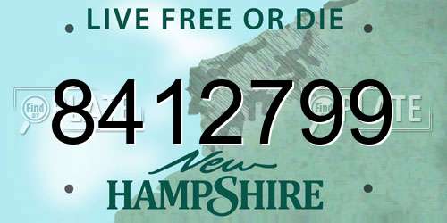 8412799 New Hampshire License Plate
