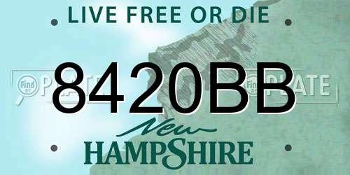 8420BB New Hampshire License Plate