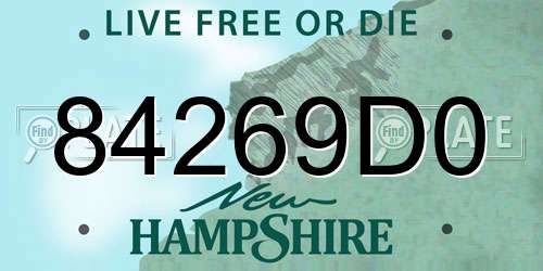 84269D0 New Hampshire License Plate