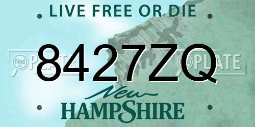8427ZQ New Hampshire License Plate