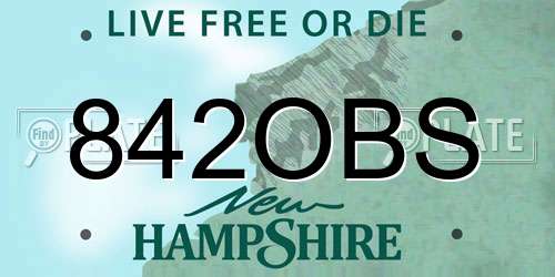 842OBS New Hampshire License Plate