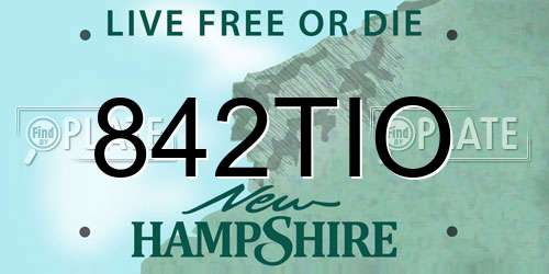 842TIO New Hampshire License Plate
