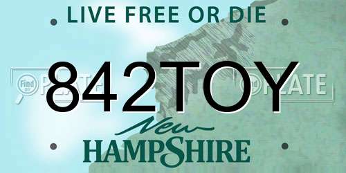 842TOY New Hampshire License Plate