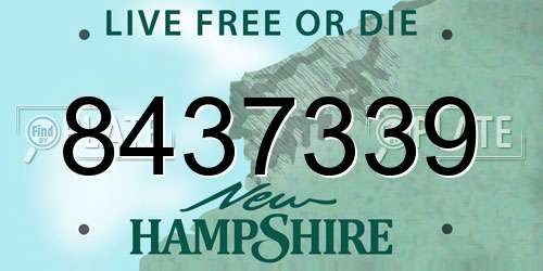 8437339 New Hampshire License Plate