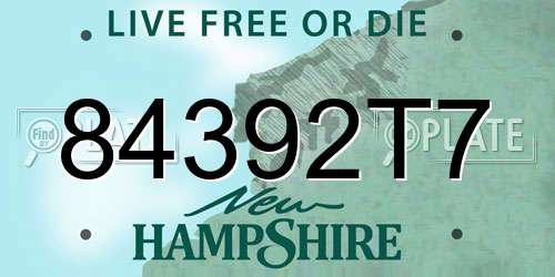 84392T7 New Hampshire License Plate