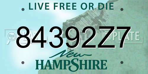 84392Z7 New Hampshire License Plate